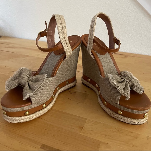 Red Valentino Knotted Bow Espadrille Wedge Sandals, 38.5 - Picture 2 of 15